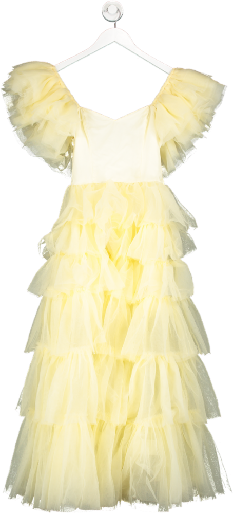 SHEIN Yellow Tulle Off The Shoulder Midi Dress UK S