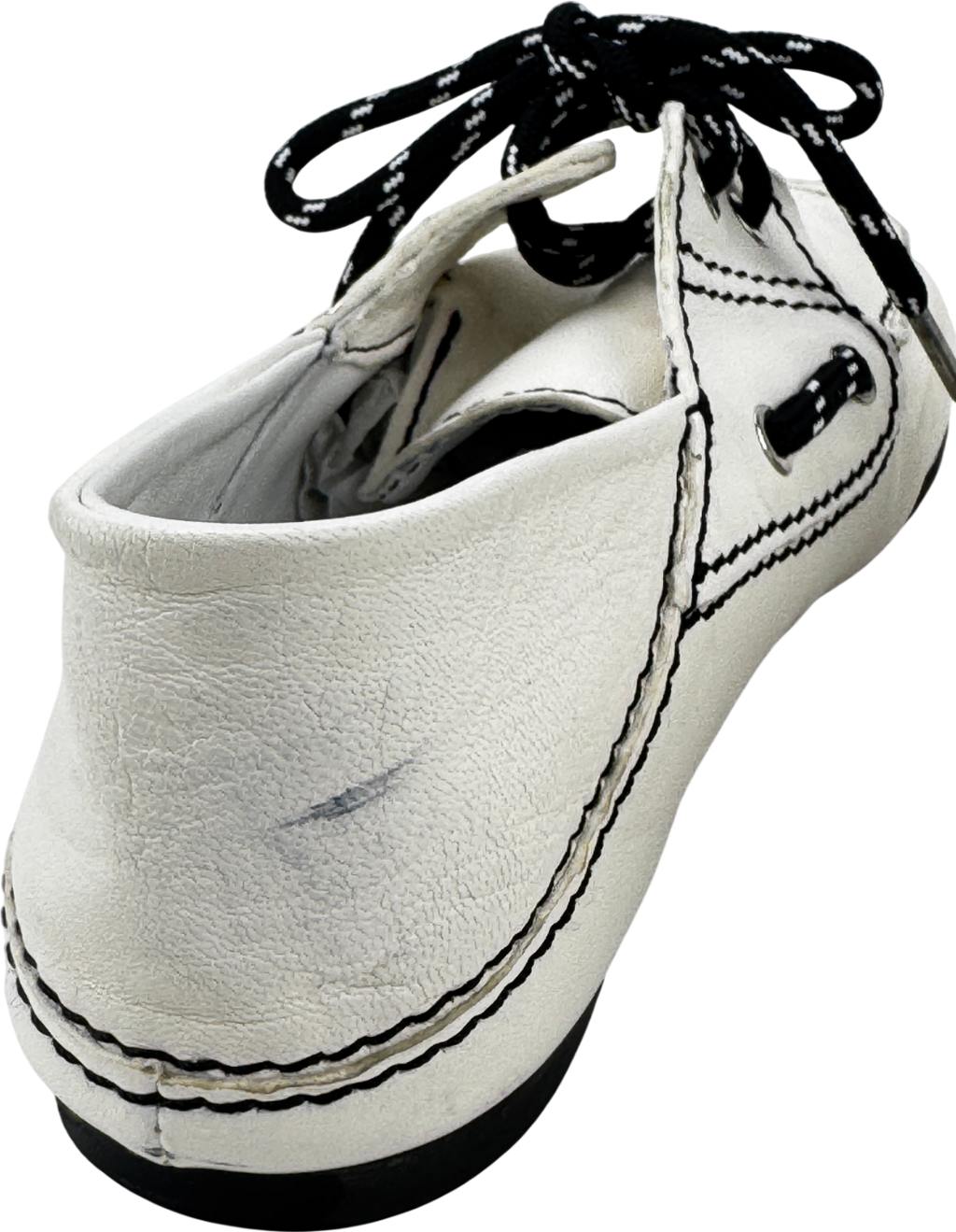 SANDRO White Contrast-lace Foldable-heel Leather Boat Shoes UK 4 EU 37 👠