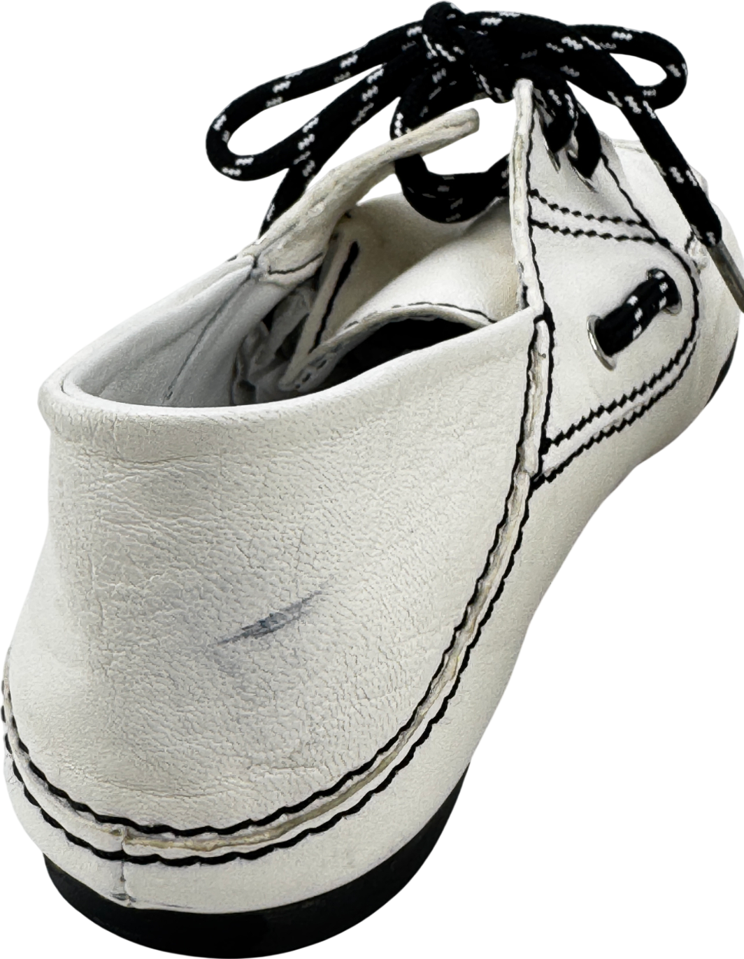 SANDRO White Contrast-lace Foldable-heel Leather Boat Shoes UK 4 EU 37 👠