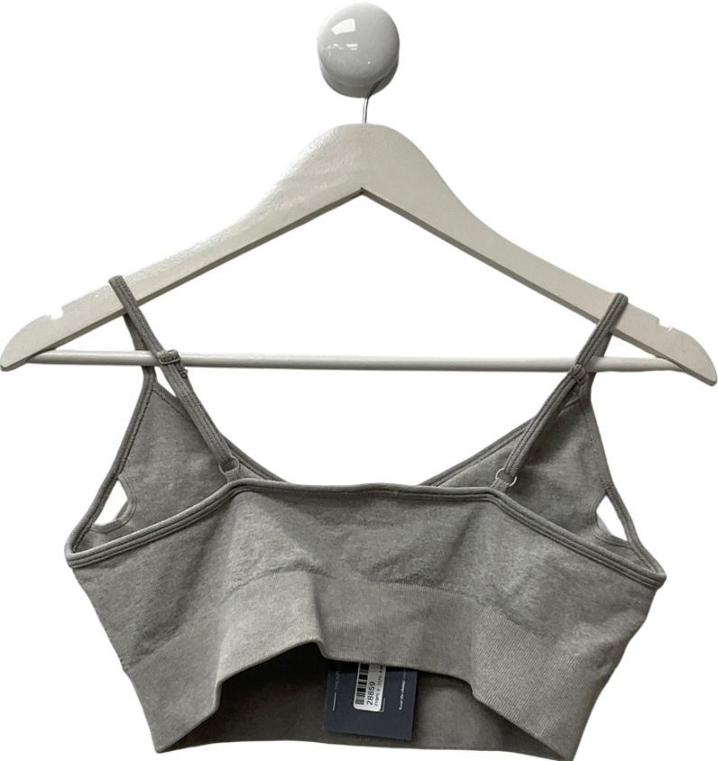 Bo + Tee Grey Scoop Neck Ribbed Sports Bra UK L