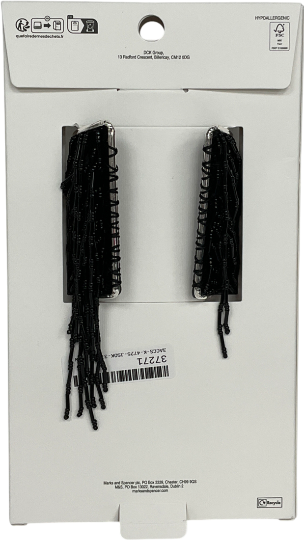 M&S x 16 Arlington Black Fringe Bead Cuff Bracelet One Size