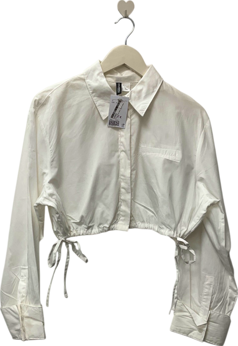 H&M White Cropped Shirt UK S