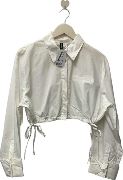 H&M White Cropped Shirt UK S