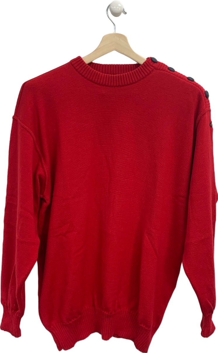 Paul & Shark Red Wool Button Shoulder Jumper UK XL
