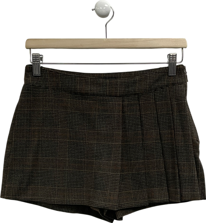 ZARA Brown Checked Skort UK XS