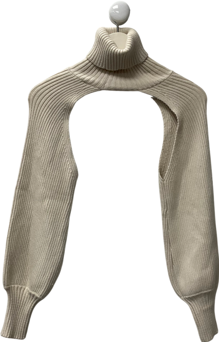 ZARA Cream Knit Arm Warmer Sweater UK M