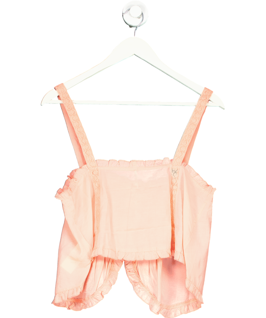 Free People Pink Sweet Sarah Relaxed Square Neck Top UK 8