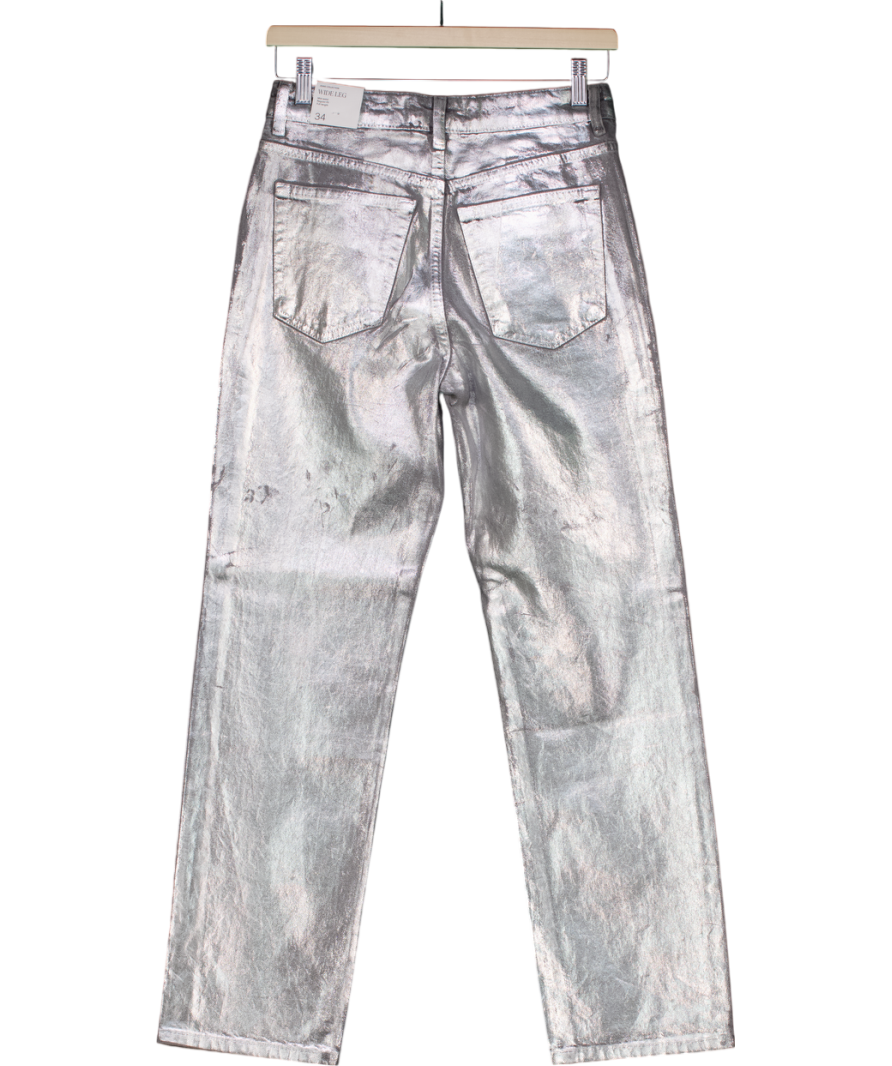 MANGO Metallic Straight Leg Foiled Jeans UK 6