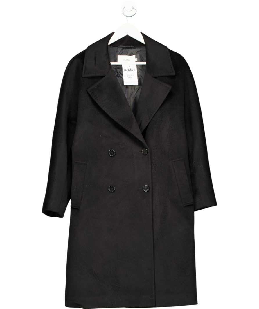 Stand Studio Black Double Breasted Coat UK 8