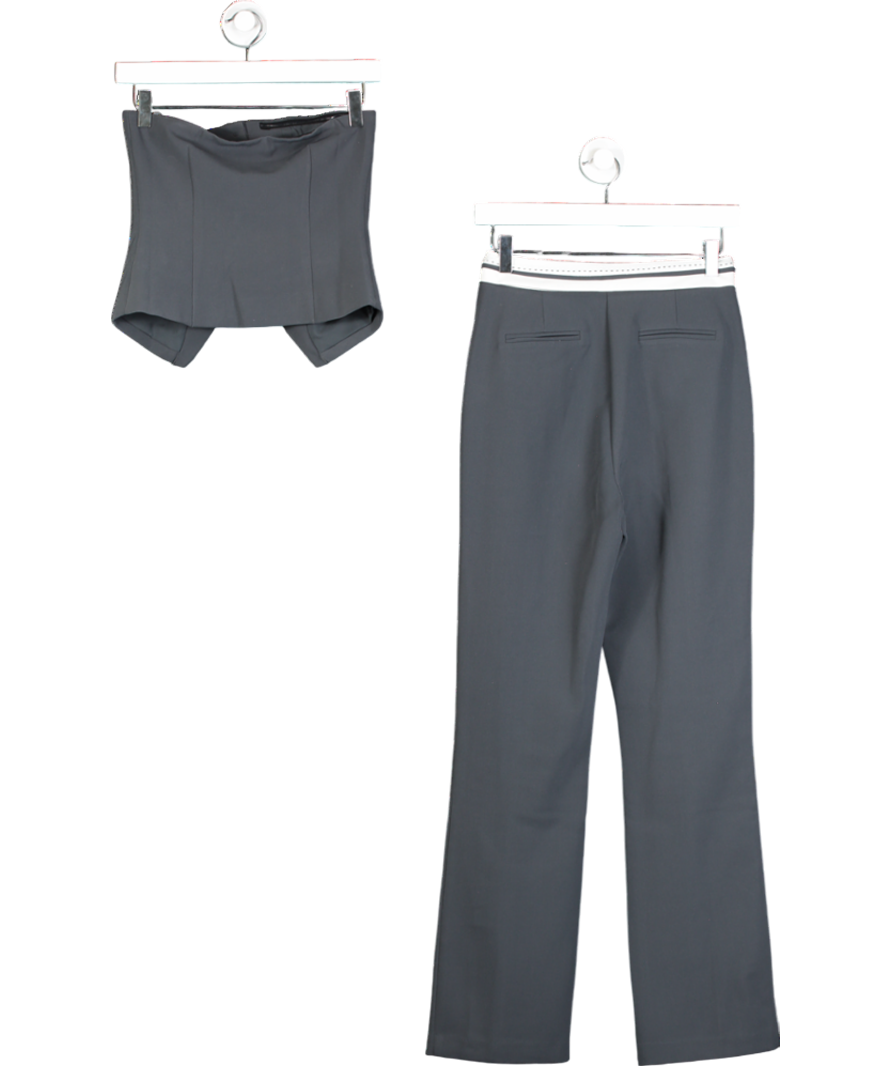 4th & Reckless Grey Tailored Trousers And Bandeau Corset Top UK 6