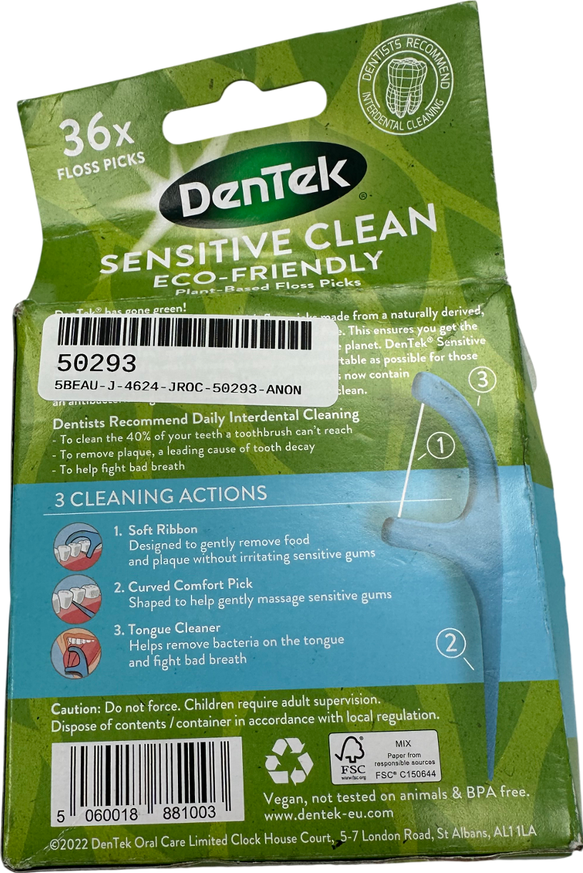 dentek Dentek Eco Triple Clean Plant Based Floss Picks 36 floss picks