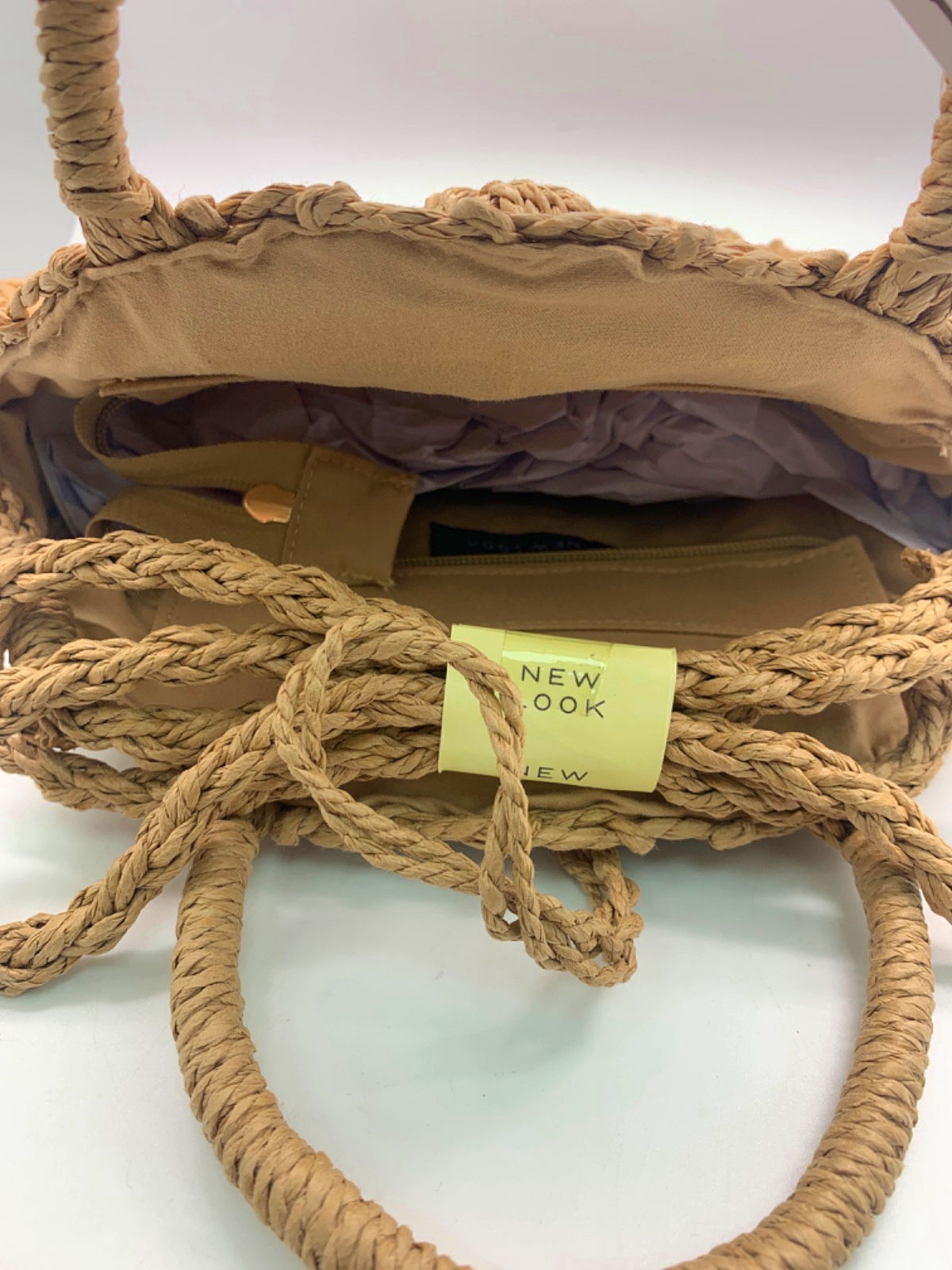 New Look Beige Woven Round Straw Bag One Size