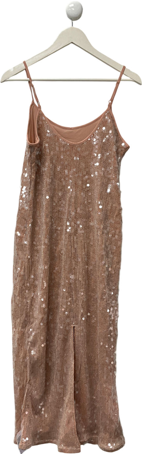Topshop Pink Sequin Cami Midi Slip Dress UK 10