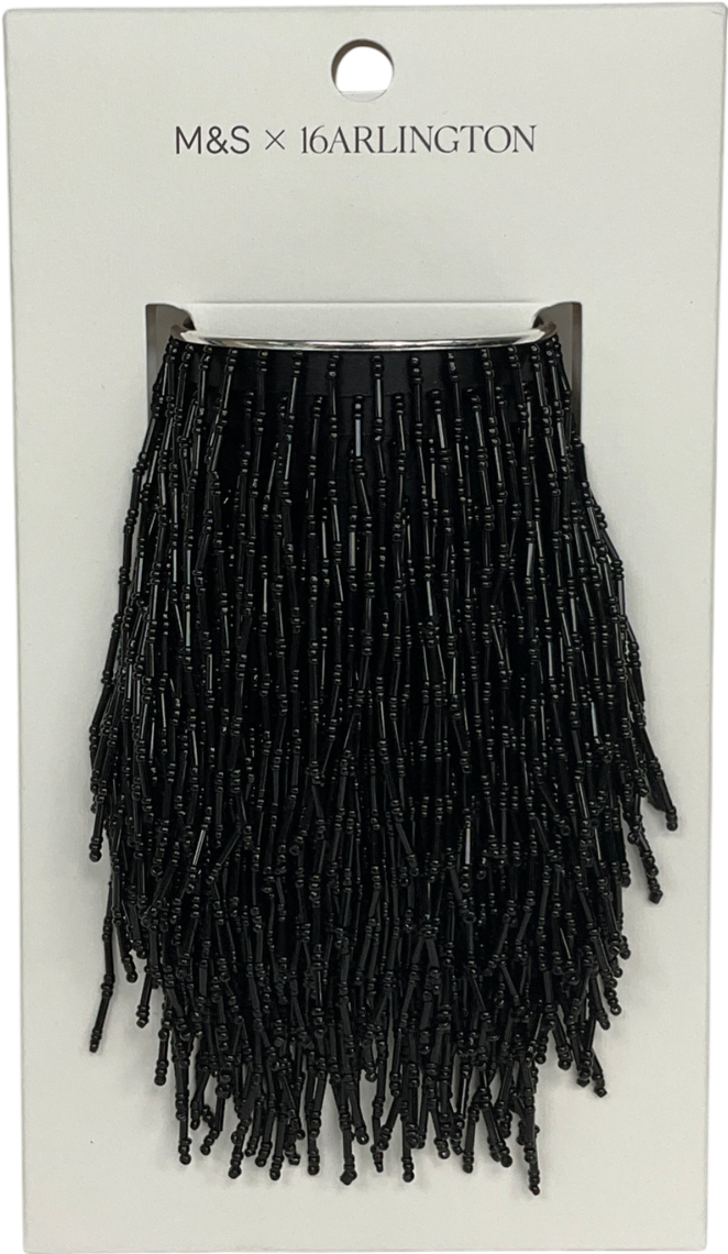 M&S x 16 Arlington Black Fringe Bead Cuff Bracelet One Size