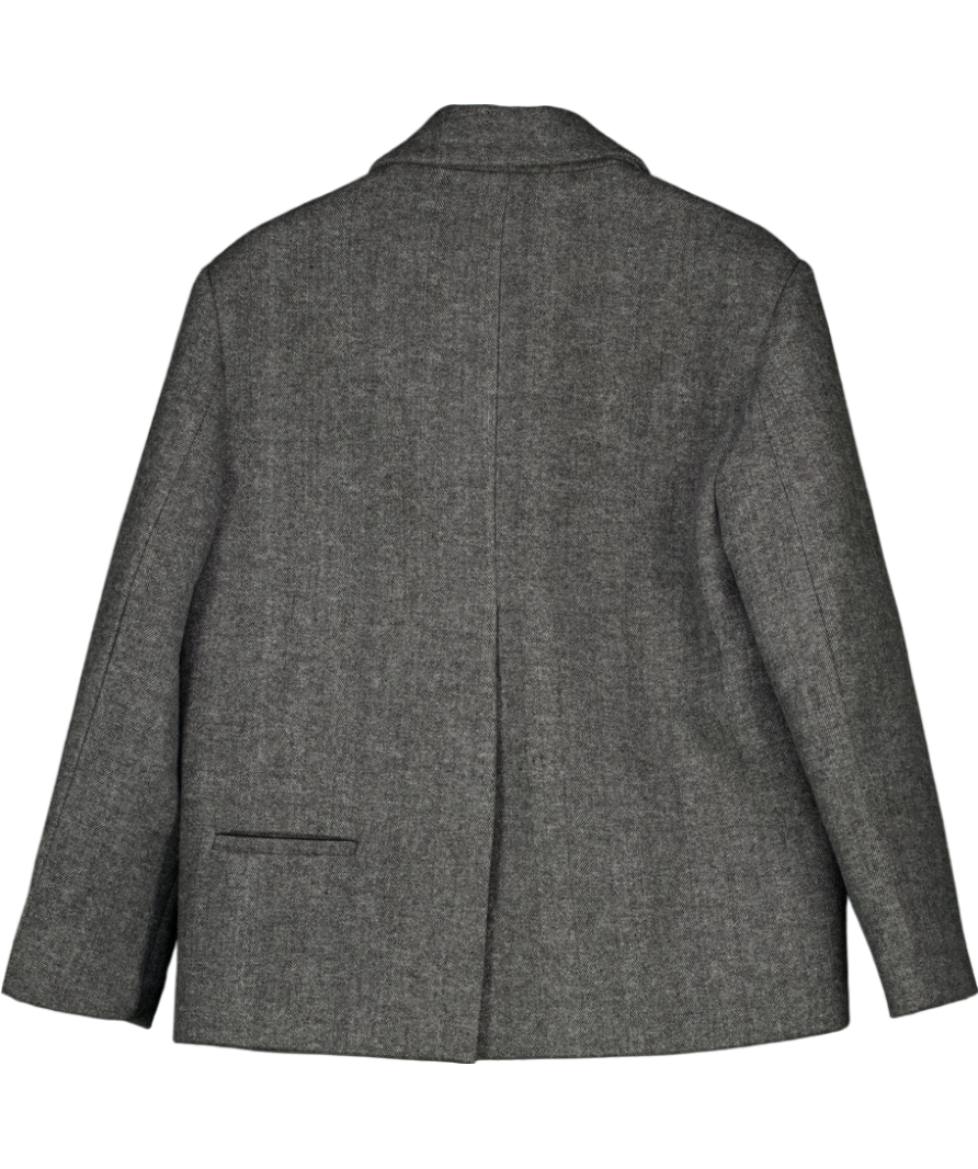 The Frankie Shop Grey Oversized Double Breasted Coat One Size