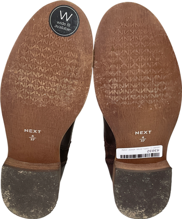 Next Brown Extra Wide Fit Forever Comfort® Leather Slouch Ankle Boots UK 4 EU 37 👠