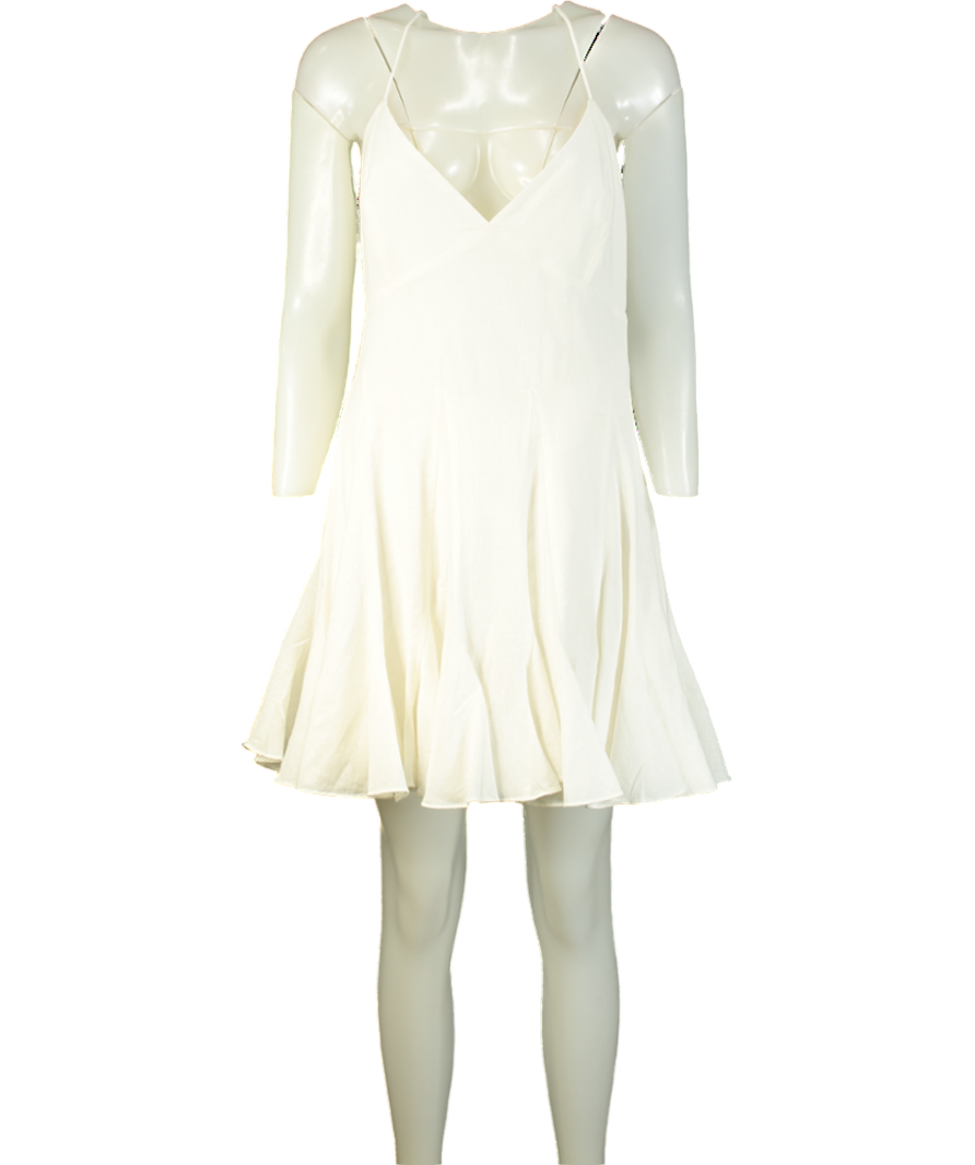 Rhode Resort  White Maria Linen-blend Mini Dress UK 10