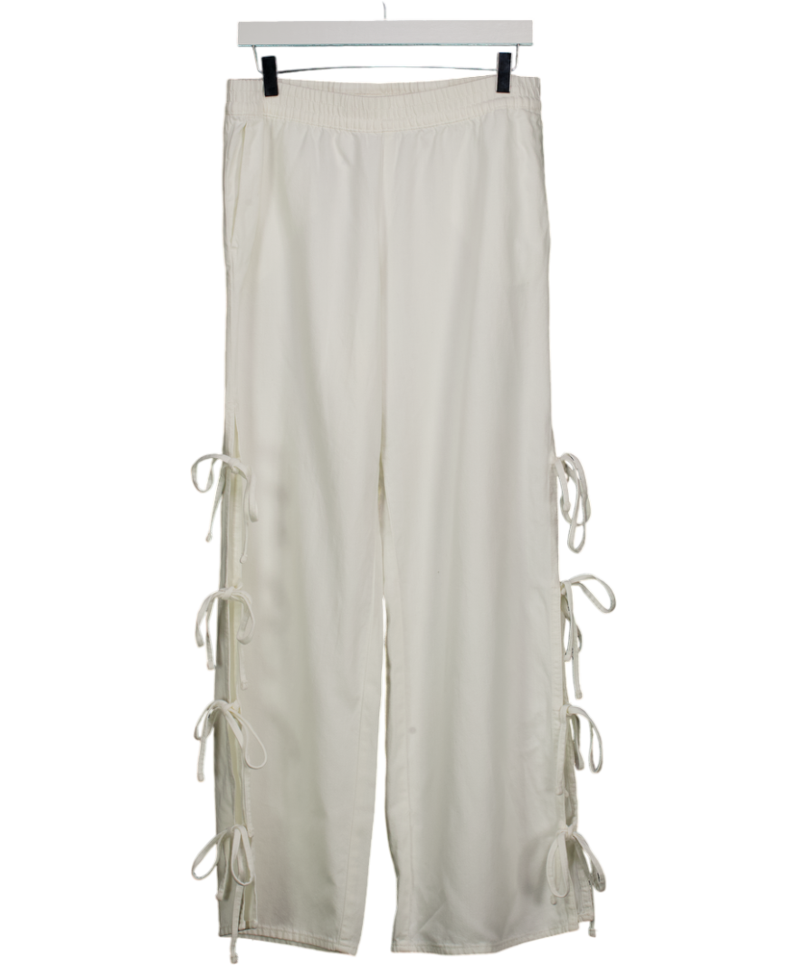 H&M White Tie-detail Pull-on Trousers UK S