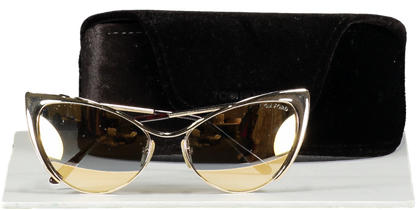 Tom Ford Metallic Natasya Gold Mirror Cat Eye Sunglasses In Case Reliked