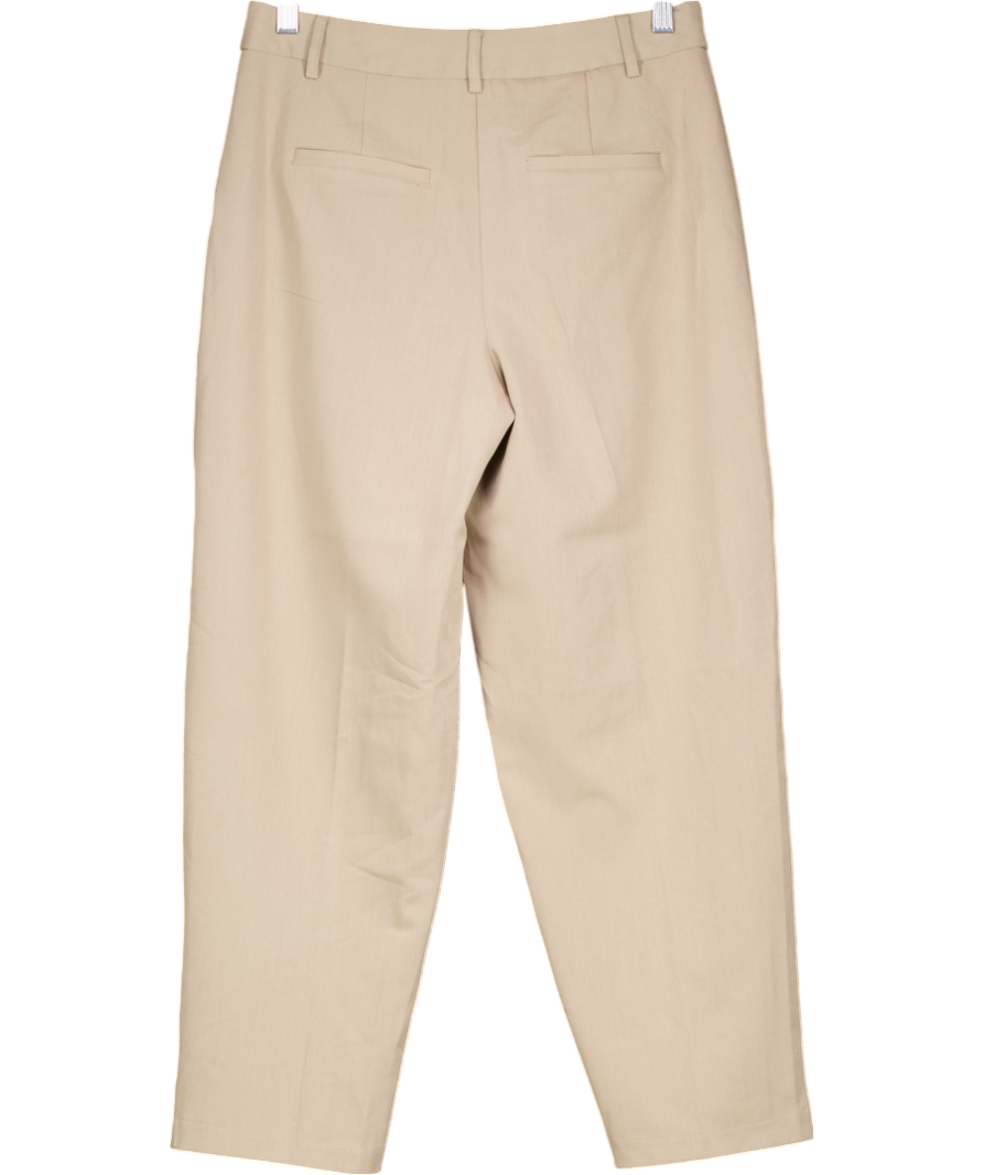 NA-KD Beige Cropped Mid Waist Suit Pants UK 8