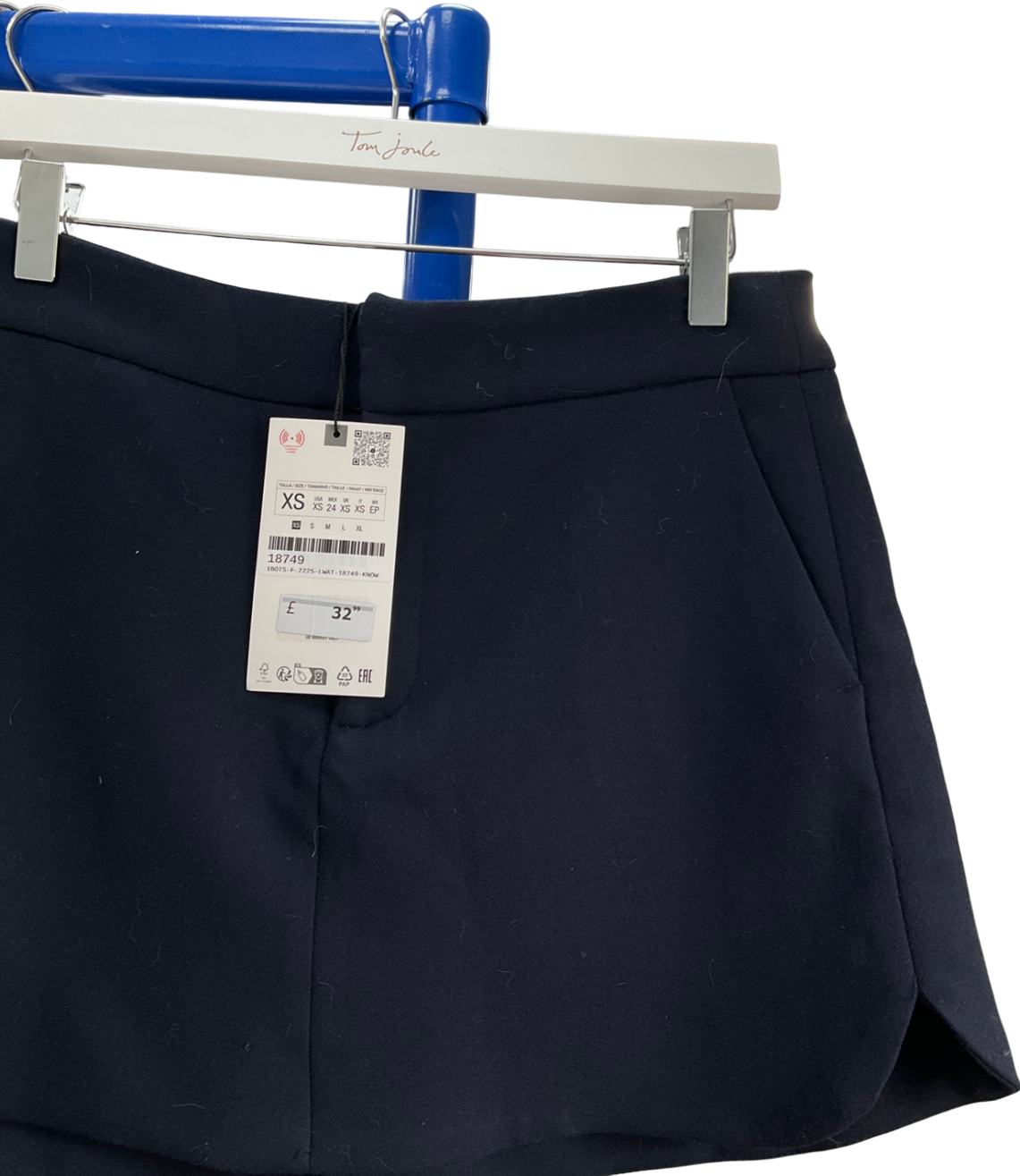 ZARA Tailored Navy Blue Mini Skirt UK XS