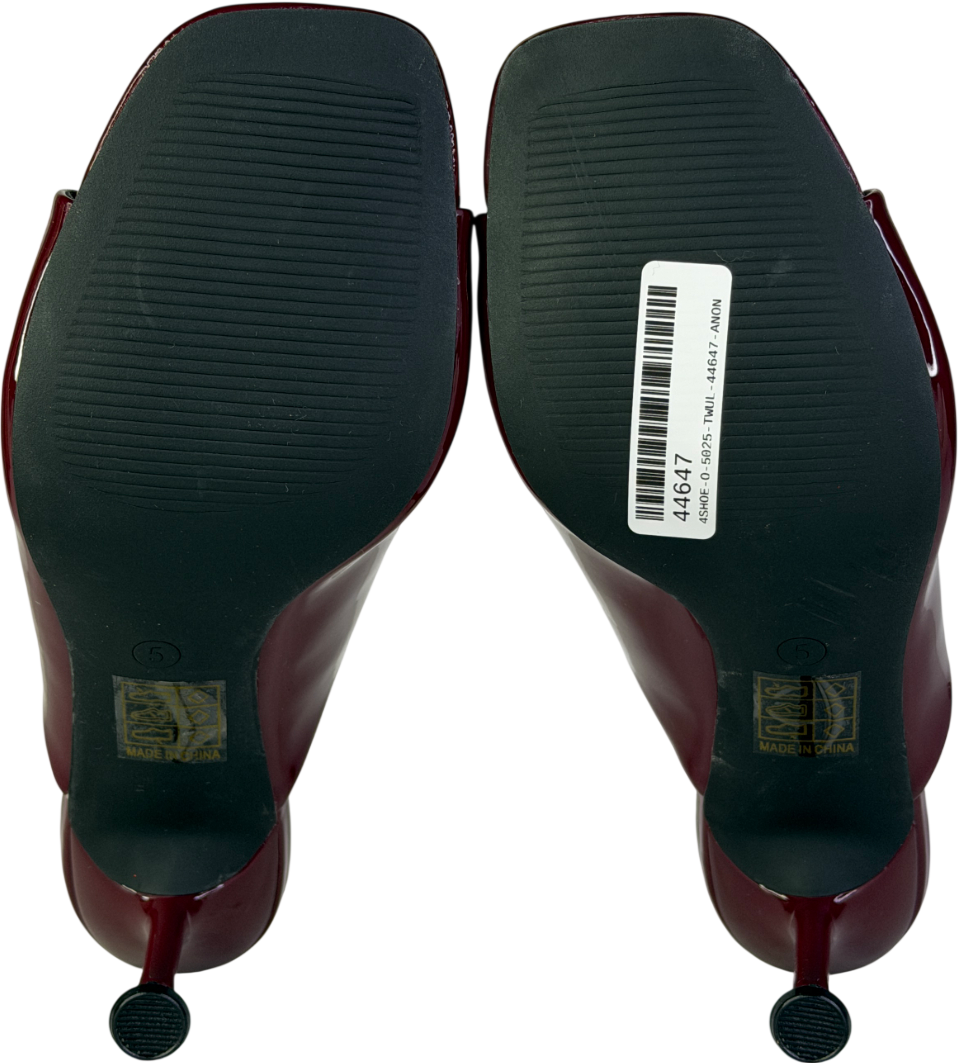 Public Desire Red J'adore Burgundy Mule Heels UK 5 EU 38 👠