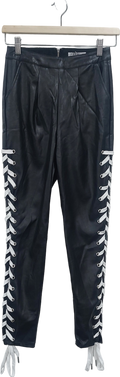 Prem by Premonition Black Laced Side Faux Leather Trousers UK 6