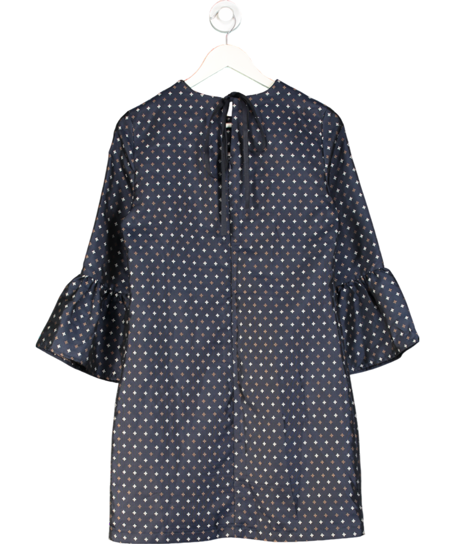 Sister Jane Navy Blue Jacquard Clover Print Mini Dress UK M