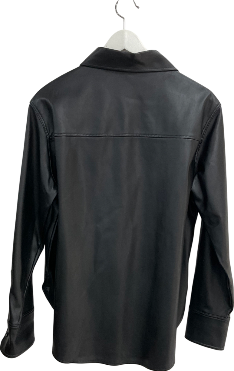 H&M Black Faux Leather Shirt UK M