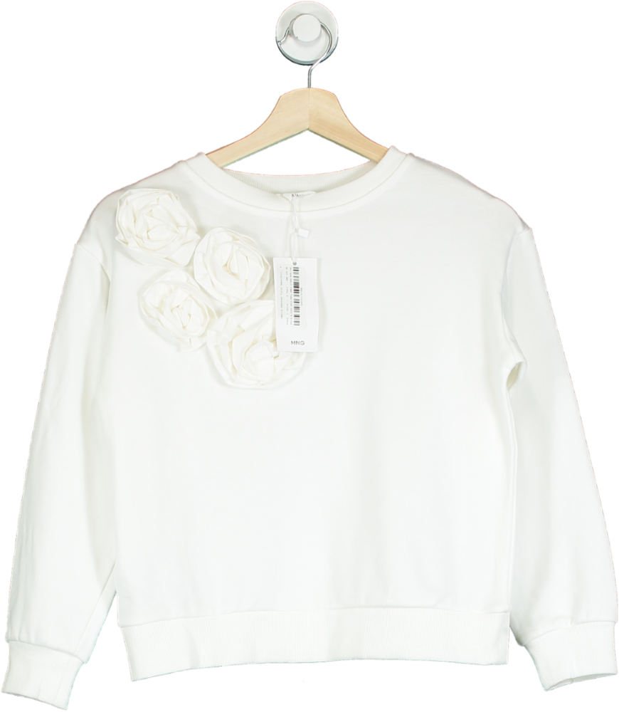 MANGO White Camelia Embossed Floral Sweatshirt 9 Years