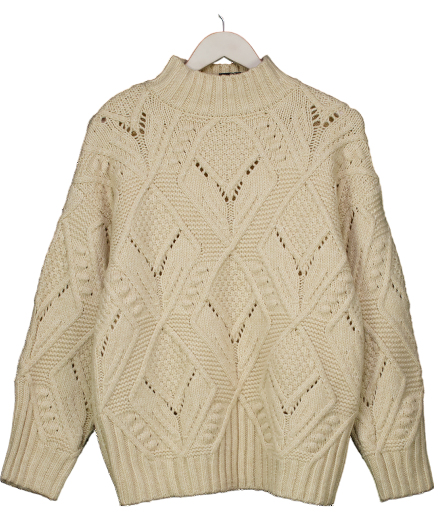 TU. Cream Funnel Neck Cable Knit Jumper UK S