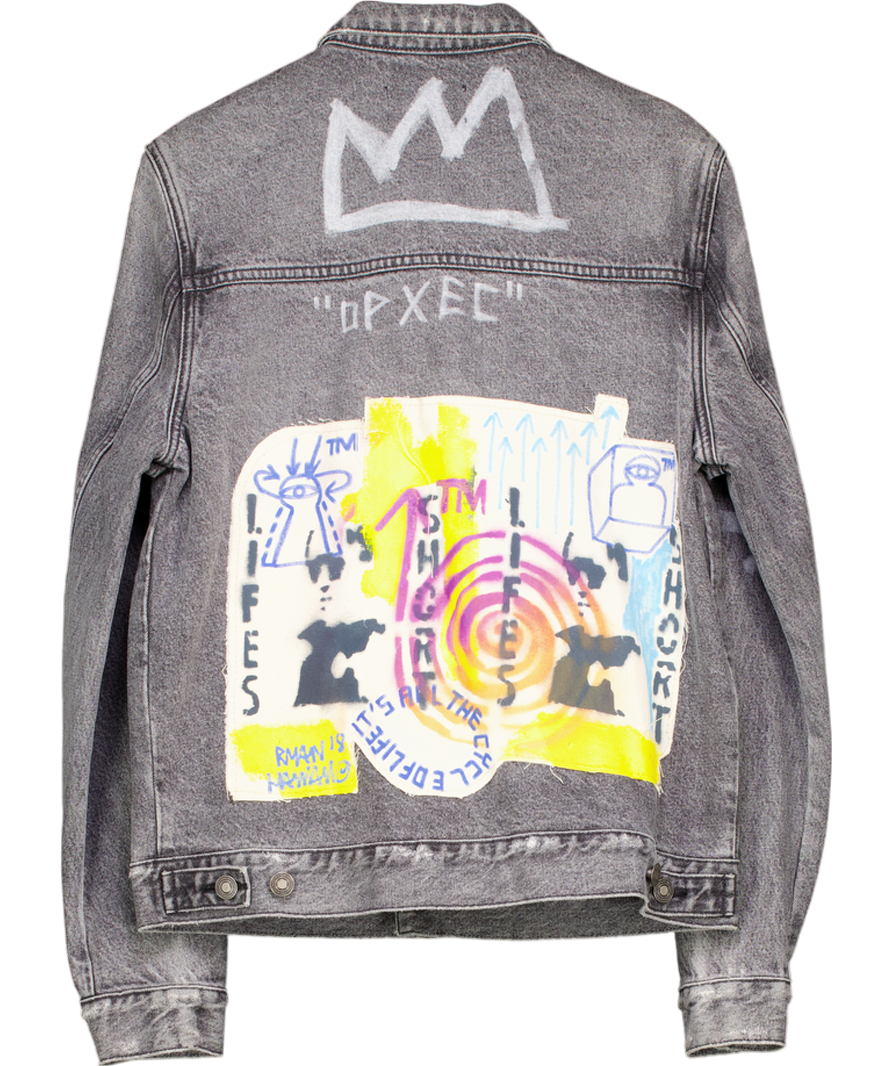 NEUW Black Grafitti Denim Jacket Uk M UK M