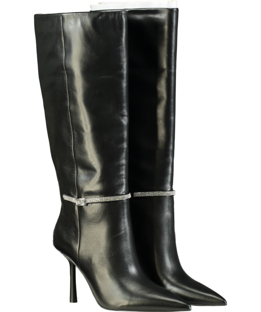 STEVE MADDEN Black Dimante Trim Knee High Boots UK 7 EU 40 👠