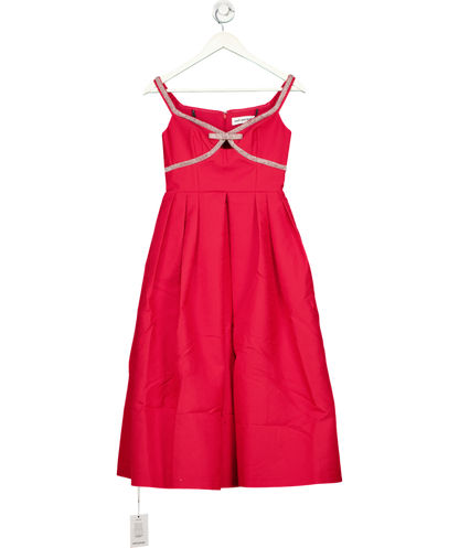 Self-Portrait Bow-embellished Midi Dress In Red UK 4