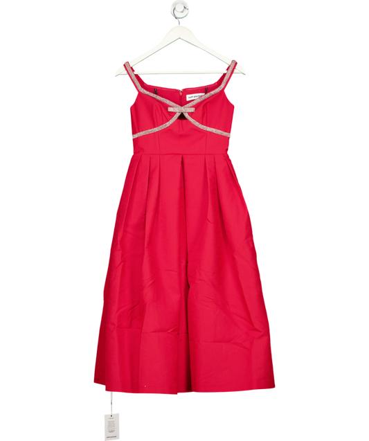 Self-Portrait Bow-embellished Midi Dress In Red UK 4