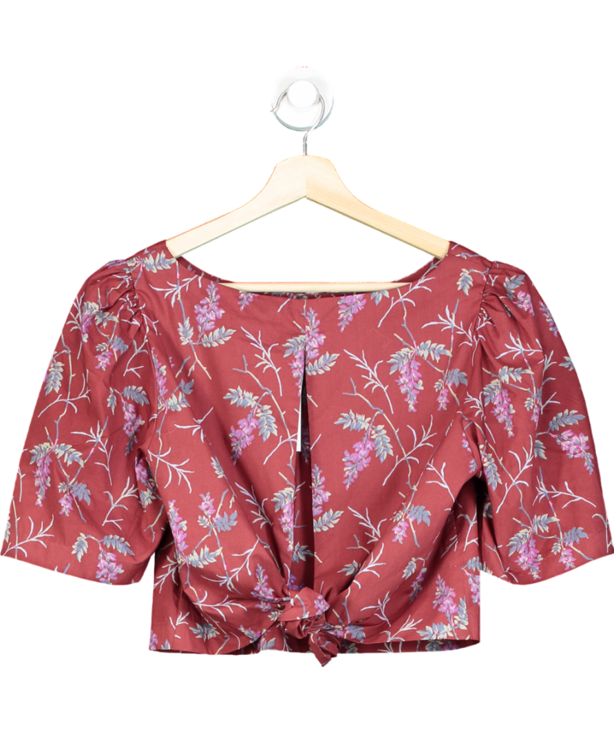 Rebecca Taylor Red Floral Knot Back Top UK S
