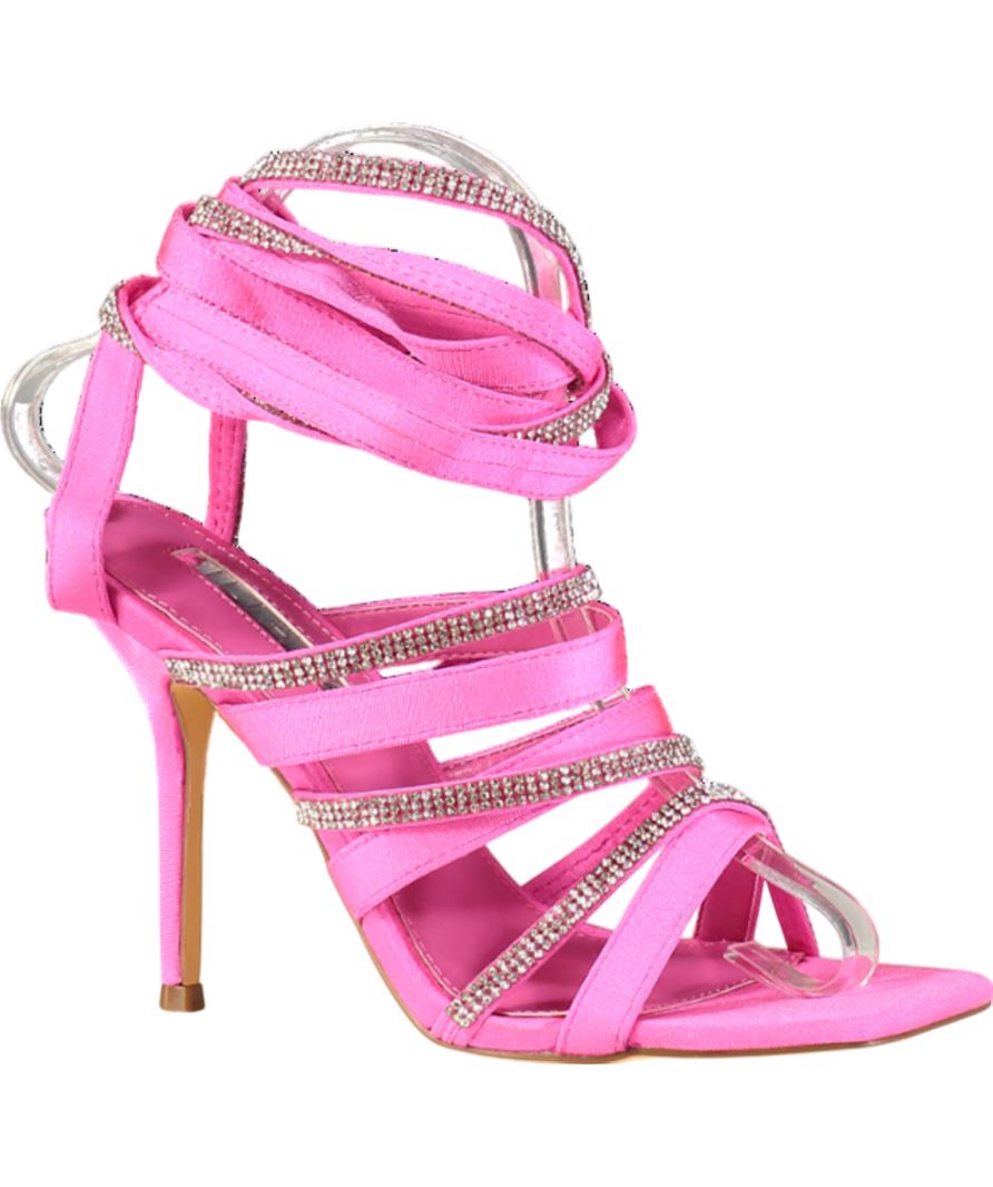 Liliana Pink Going Out All Night Wrap Up Heels UK 7 EU 40 👠