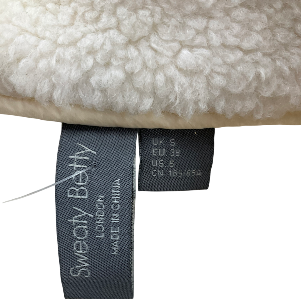 Sweaty Betty White Plush Fleece Textured Half Zip UK S