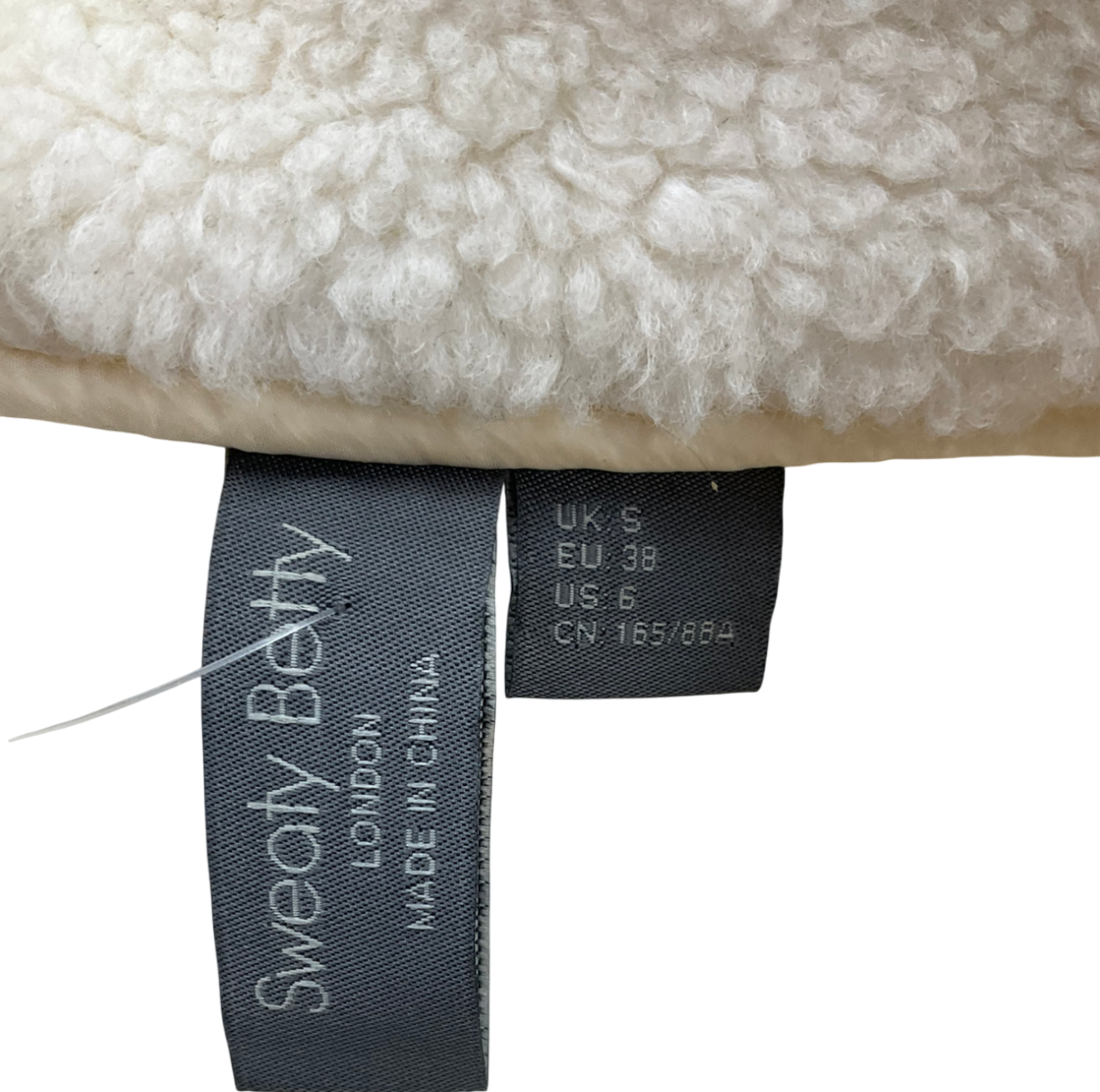 Sweaty Betty White Plush Fleece Textured Half Zip UK S