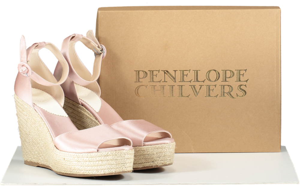 penelopechilvers Pink Corfu Atelier Satin Espadrille - Tea Rose UK 7 EU 40 👠