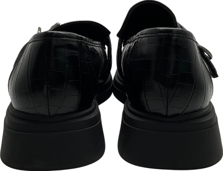 ASOS Chunky Loafers In Black Faux Croc With Silver Buckle UK 9 EU 43 👞