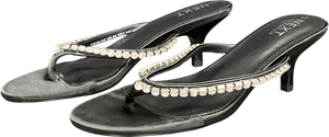 Next Black Jewelled Toe Thong Kitten Heels UK 5 EU 38