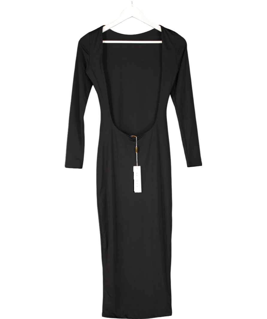 Meshki Black Cami Backless Long Sleeve Midi Dress UK XS