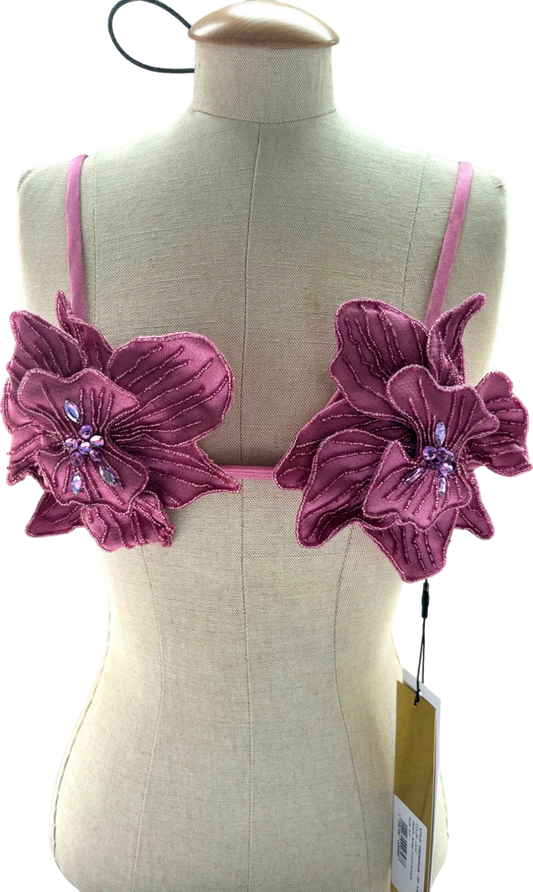 PatBO Lilac Metallic Jersey Orchid Bralette UK S