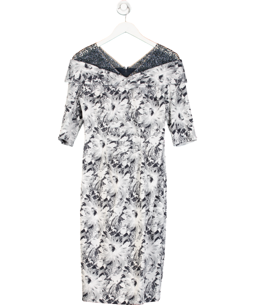 John Charles London Grey Embellished Floral Mother Of The Bride Dress UK 10