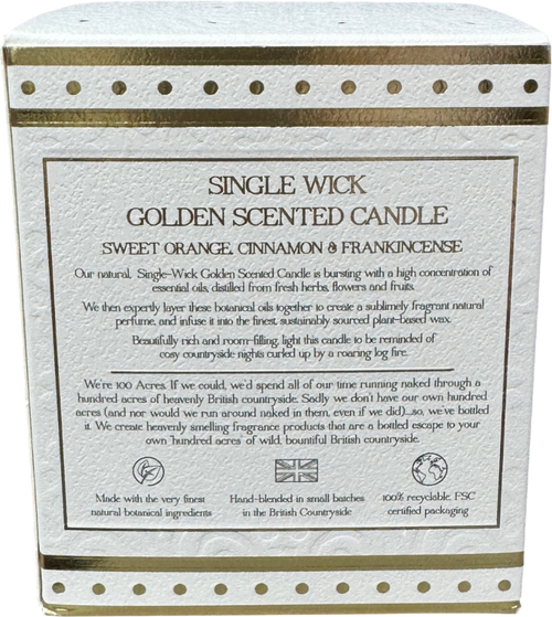 100 ACRES Golden Orange, Cinnamon & Frankincense Single-wick Scented Candle 220g