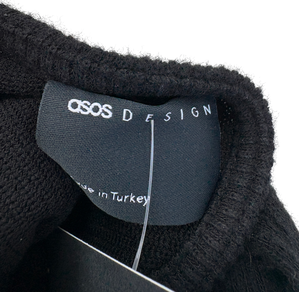 ASOS Black Asymmetric Long Sleeve Maxi Dress UK XS