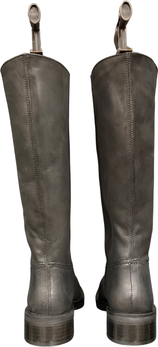 ASOS Black Cynthia Leather Trucker Pull On Boots UK 6 EU 39 👠