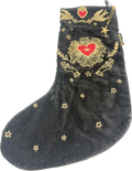 Rockett&george Black Embroidered Stocking One Size