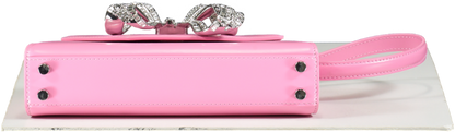 Self-Portrait Pink The Bow Mini Diamanté And Leather Cross-body Bag